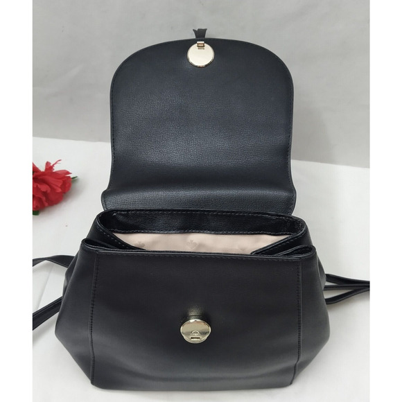 Kate Spade New York Black Leather Pushlock Flap Top Handle Backpack main image 7